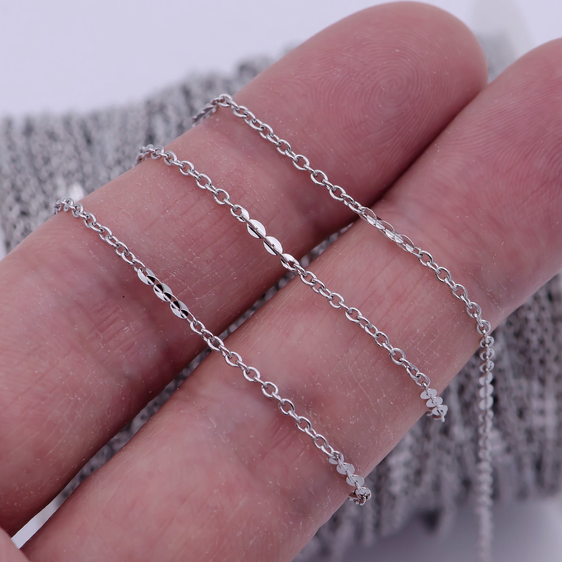 Silver Cable Chain Bracelet Making Supplies Dainty Chain Wholesale Chain by yard for Bracelet Necklace Anklet Supply Roll-693