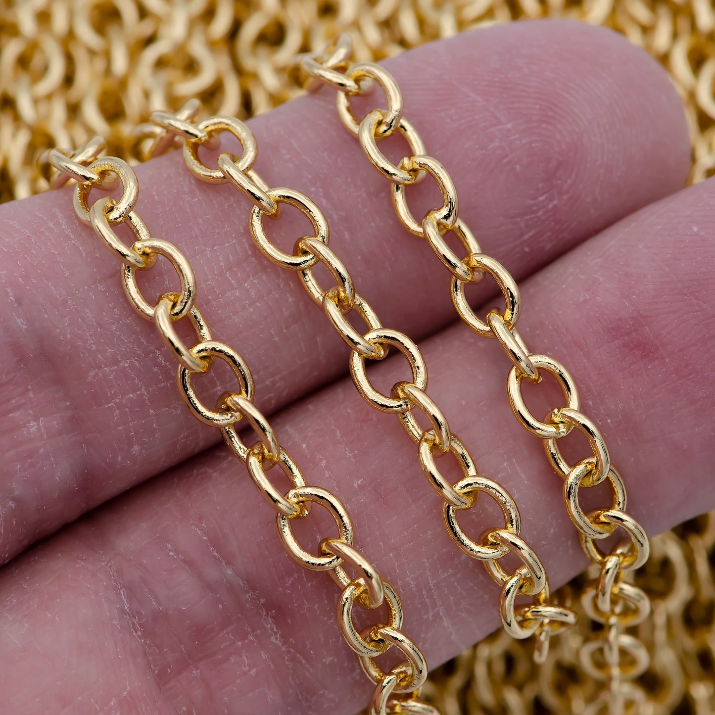 24k gold filled cable chain by Yard unfinished Circle Link Chain necklace Bracelet Anklet jewelry making chain wholesale bulk Roll-694