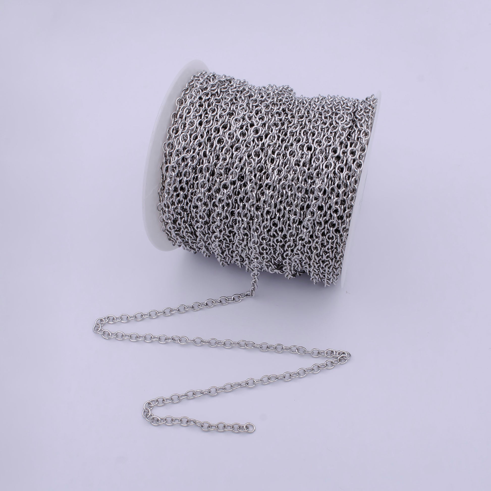 Silver cable chain by Yard unfinished Circle Link Chain necklace Bracelet Anklet jewelry making chain wholesale bulk Roll-695