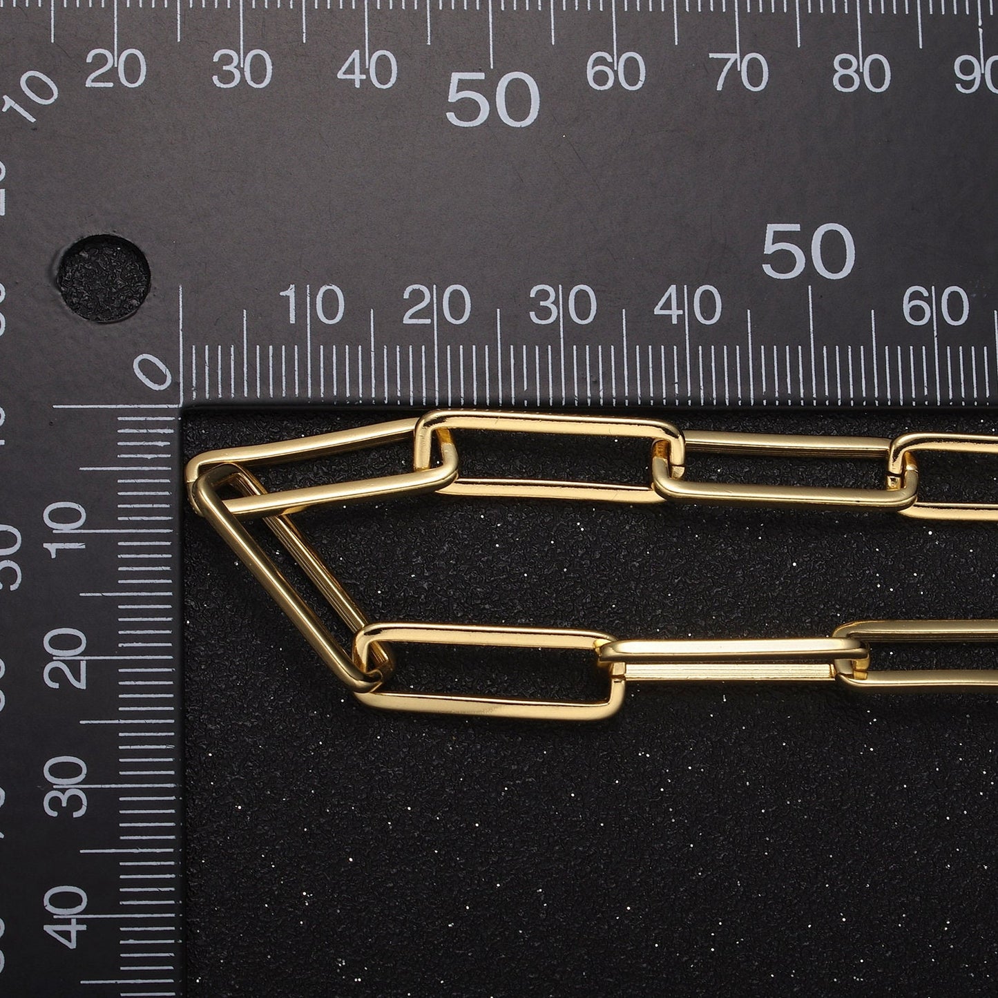 24K Gold Filled Rectangular Paper Clip Unfinished Chain, 21.5mmX7mm Width Paperclip Chain For Jewelry Making | ROLL-696