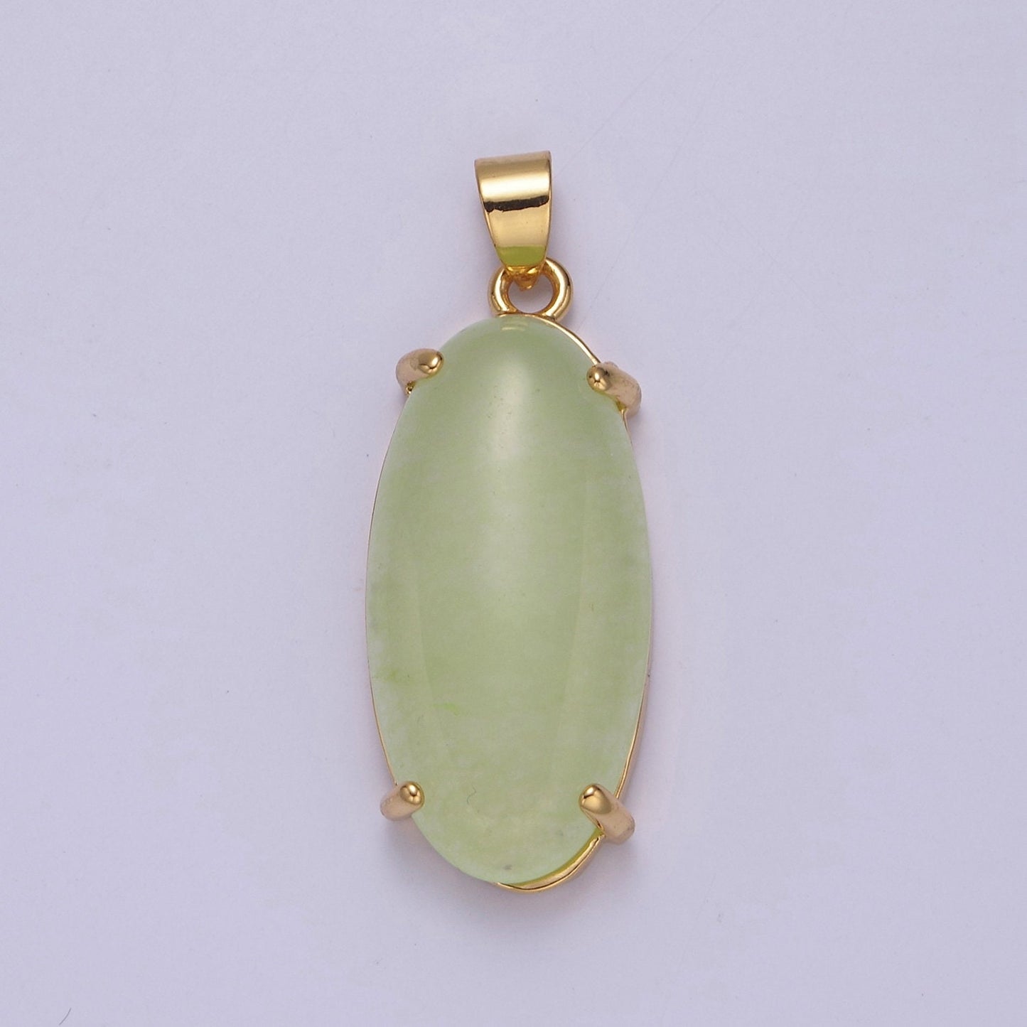 Big Light Green Oval Lucky jade pendant Drop Charm for Necklace W-645