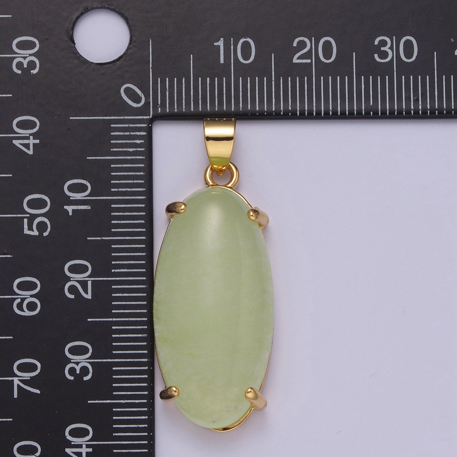 Big Light Green Oval Lucky jade pendant Drop Charm for Necklace W-645