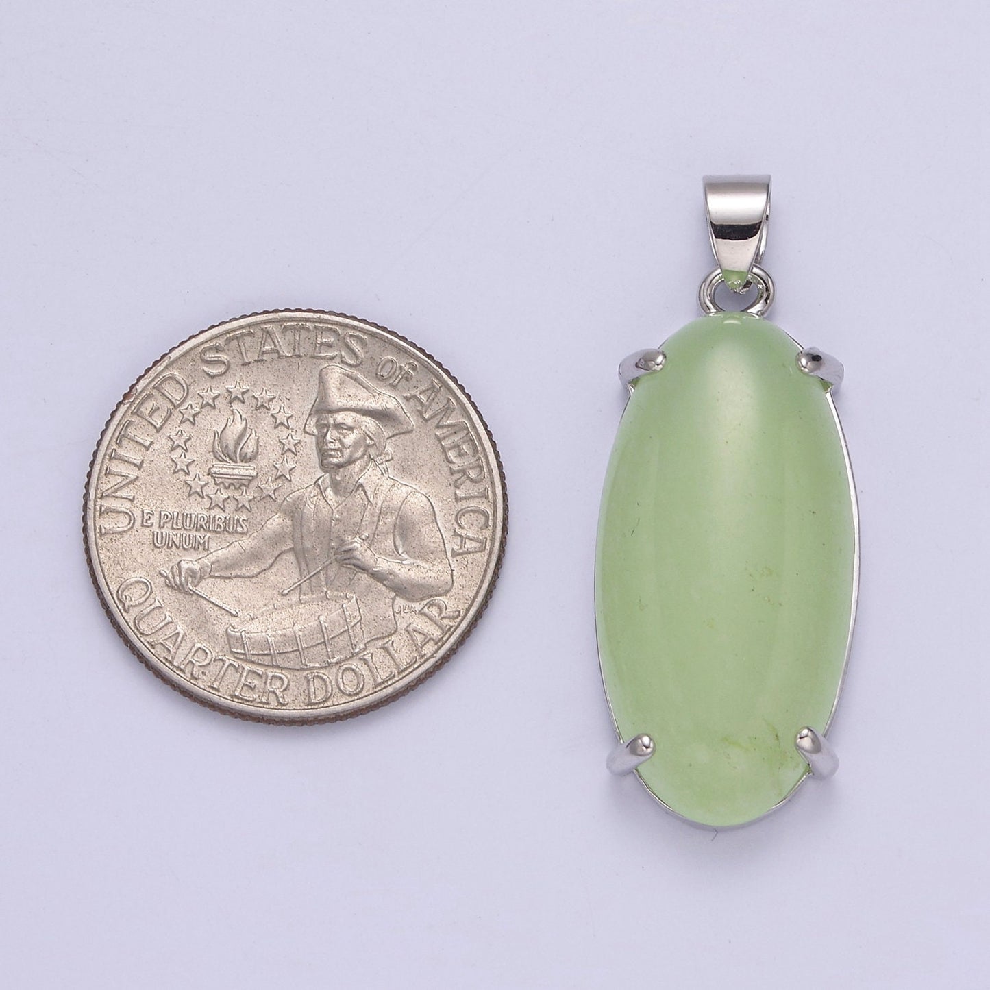 Big Light Green Oval Lucky jade pendant Drop Charm for Necklace W-645