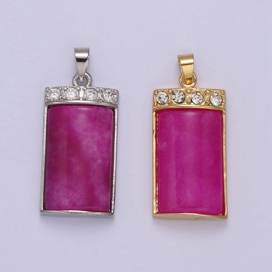 Purple Jade Pendant Vintage Design Drop Charm for Necklace W-632