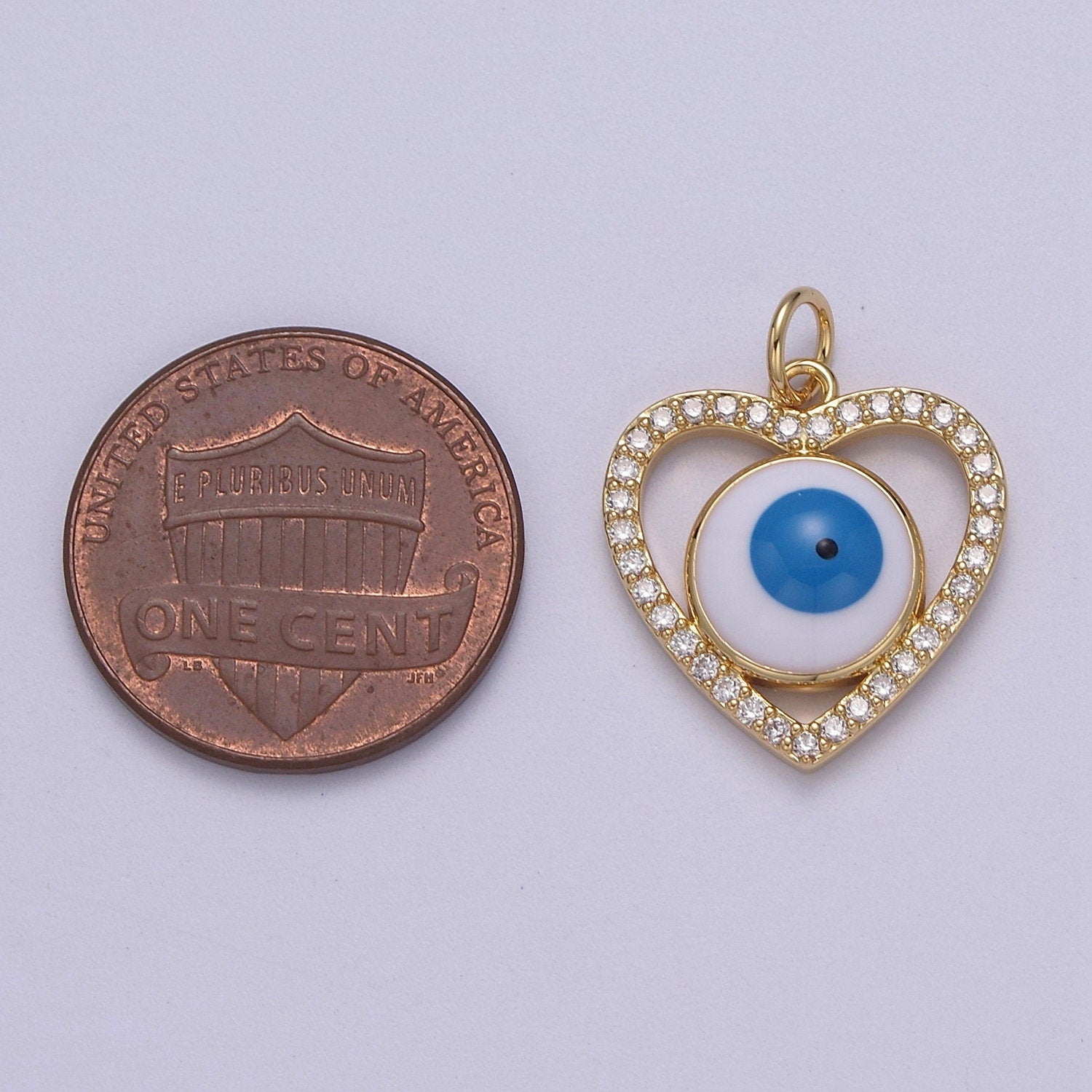 Enamel Heart Evil Eye Pendant Micro Pave Heart 14k Gold Filled Charm Necklace-DIY Jewelry Making W-189