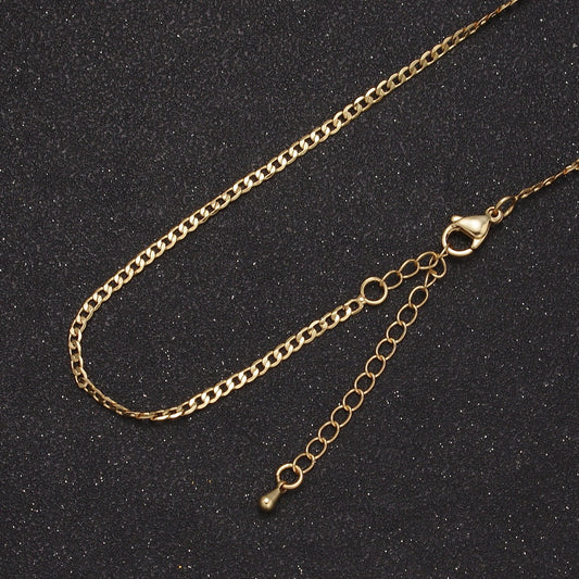 Dainty Gold Curb Chain Necklace 18 inch + 2 inch extender Layering Jewelry WA-871