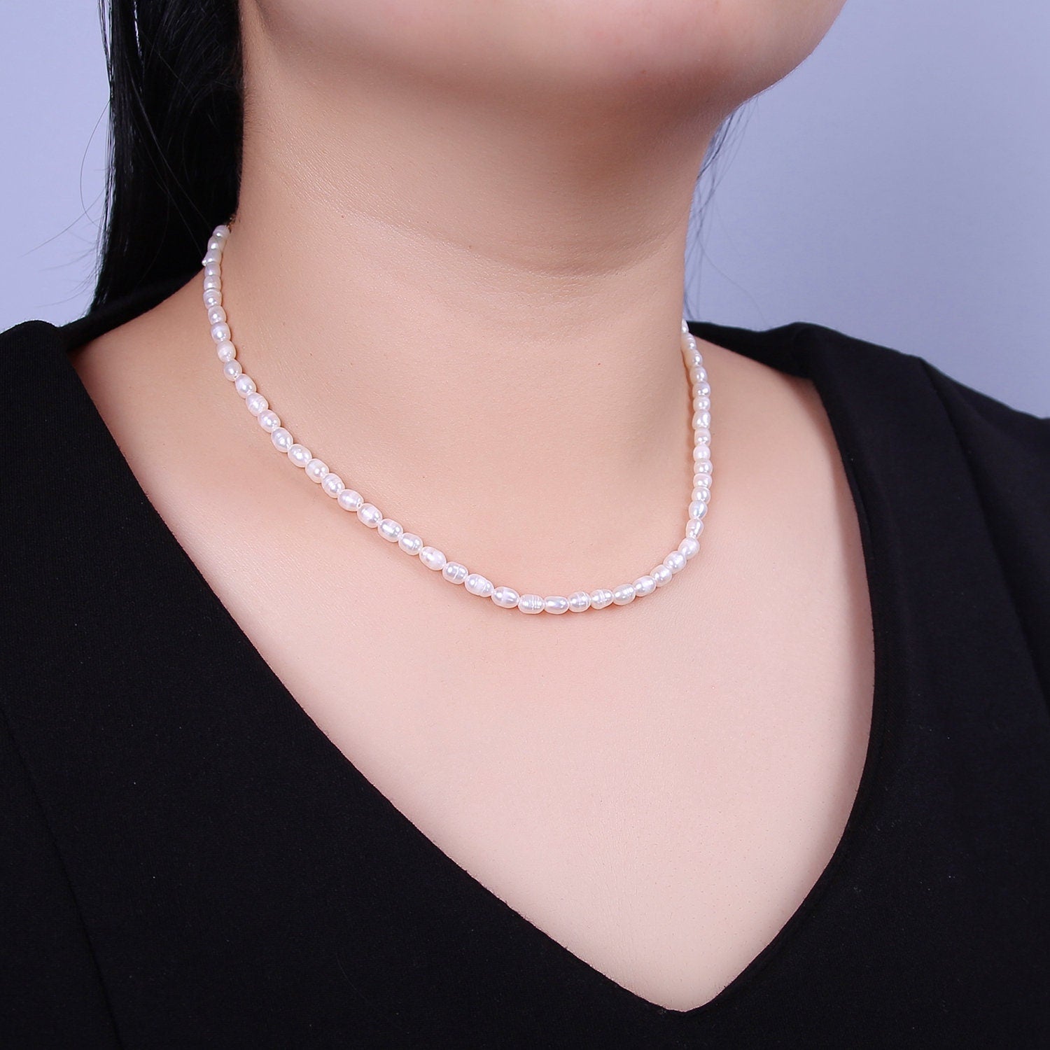 Handmade 4.2mm Natural Freshwater Pearl 15" Necklace WA-867