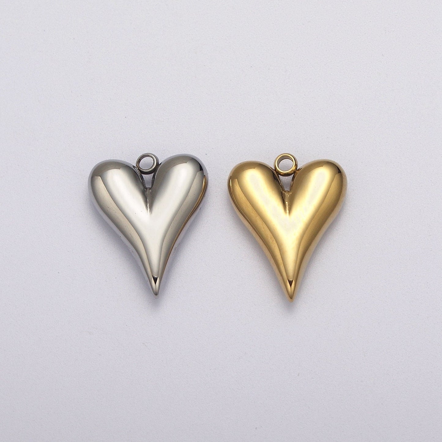 Dainty Gold Heart Charm, Earring Charm, Heart Necklace Pendant, Bracelet Charm Stainless Steel Finding W-749 E-748
