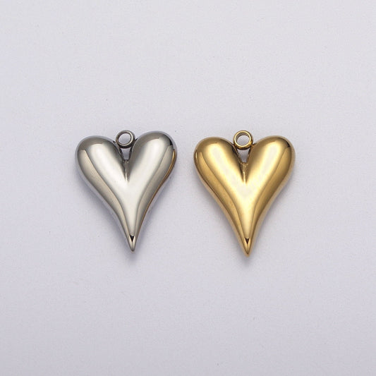 Dainty Gold Heart Charm, Earring Charm, Heart Necklace Pendant, Bracelet Charm Stainless Steel Finding W-749 E-748