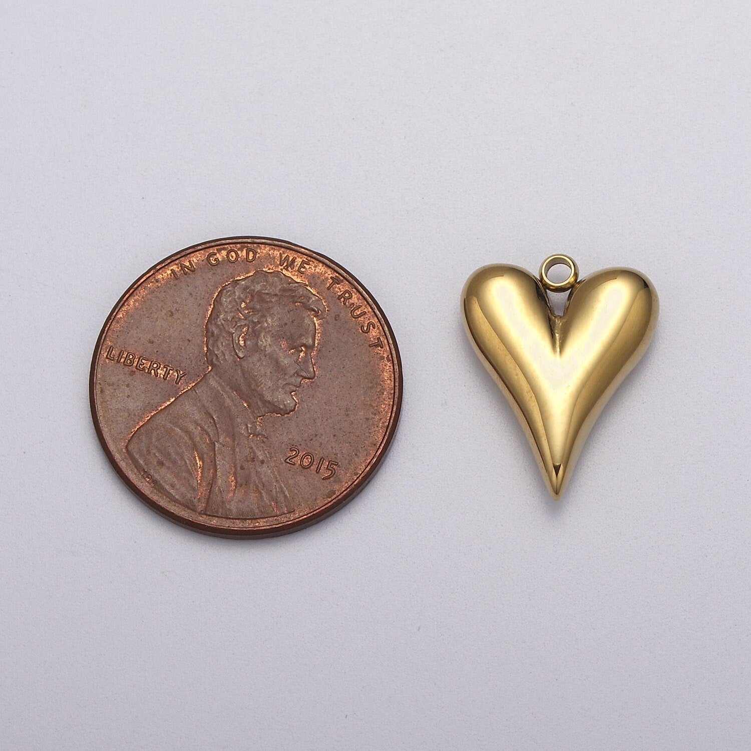 Dainty Gold Heart Charm, Earring Charm, Heart Necklace Pendant, Bracelet Charm Stainless Steel Finding W-749 E-748