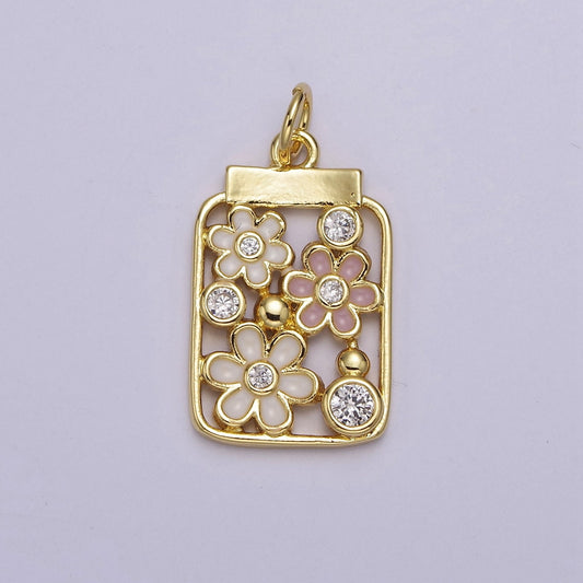 Mini Gold Daisy Flower in the Jar Charm for Spring Jewelry Inspired E-648