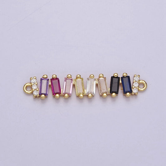 Multicolor Baguette Cubic Zirconia CZ Connector For Jewelry Necklace Bracelet Making, F-174