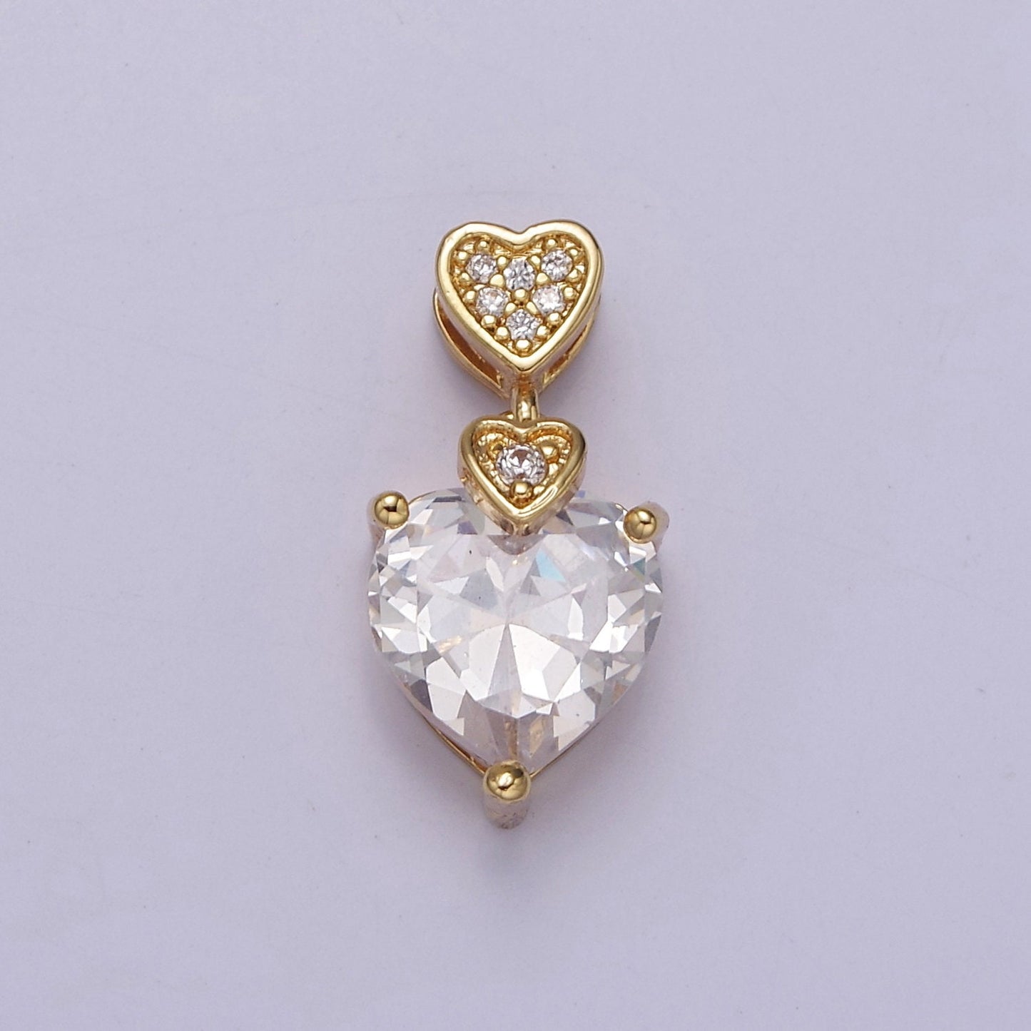 Heart Clear Cubic Zirconia Pendant, Micro Pave Love Charm Pendant For Valentine's Jewelry Making, J-369