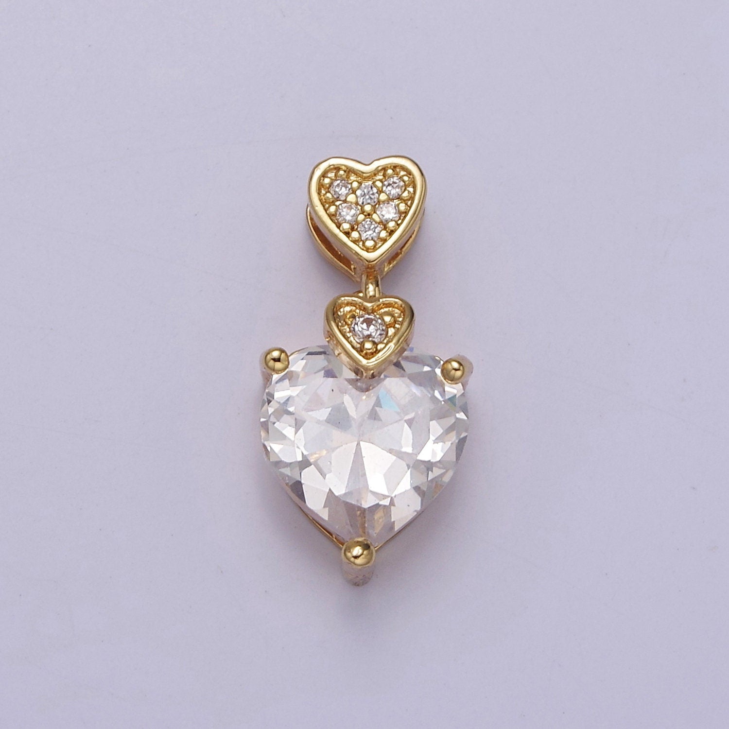 Heart Clear Cubic Zirconia Pendant, Micro Pave Love Charm Pendant For Valentine's Jewelry Making, J-369