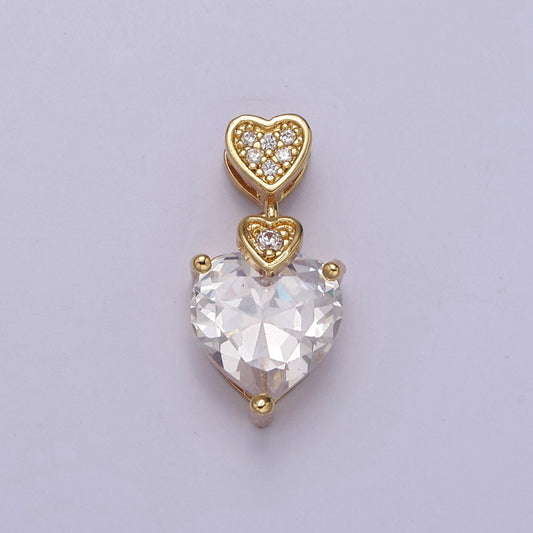 Heart Clear Cubic Zirconia Pendant, Micro Pave Love Charm Pendant For Valentine's Jewelry Making, J-369