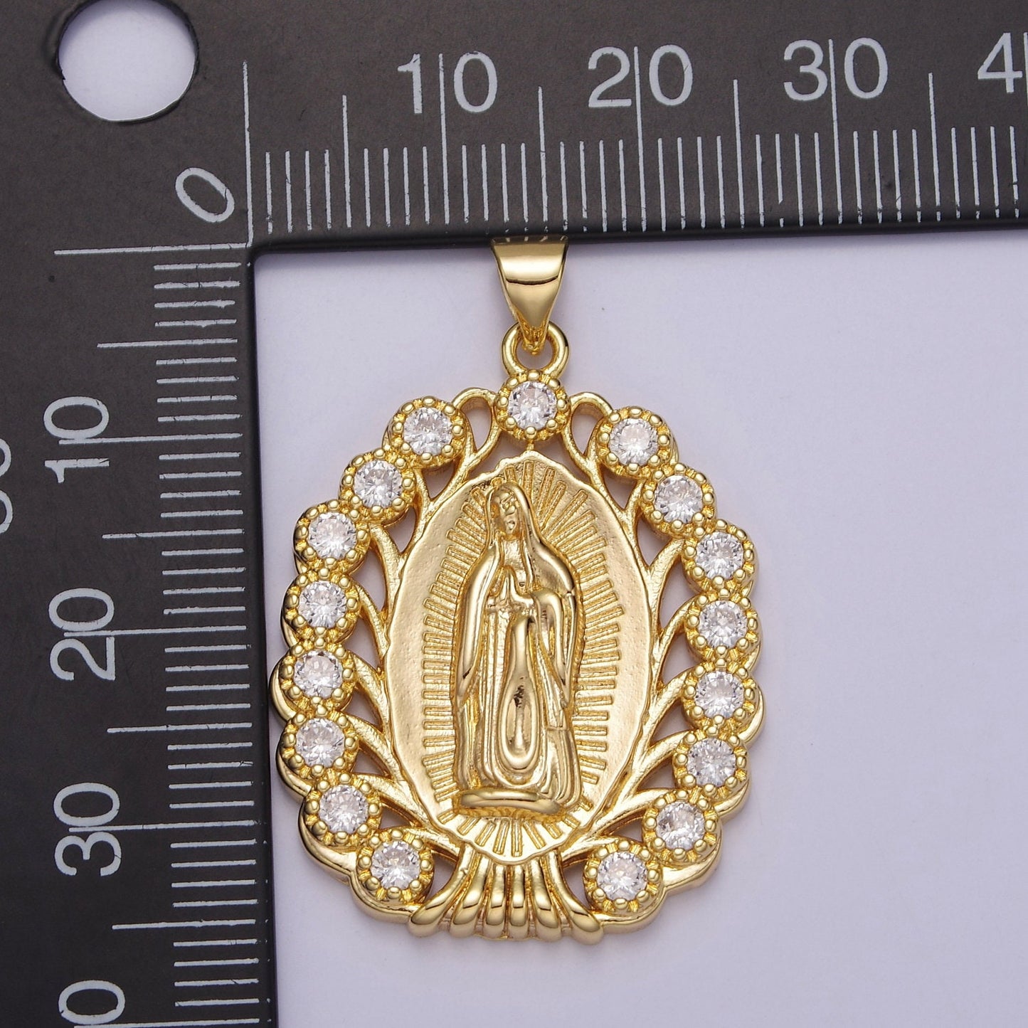 24K Gold Filled Virgin Mary Pendant Gold Lady Guadalupe Medallion Charm for Religious Necklace J-404
