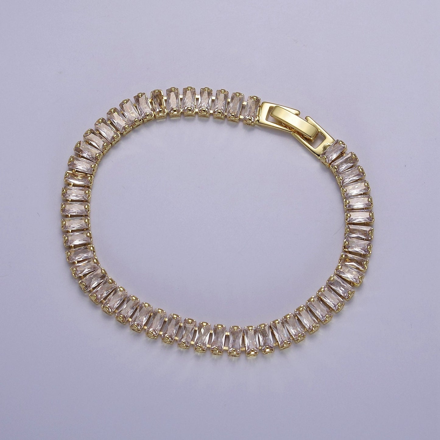 Dainty Baguette Tennis Bracelet, Gold Tennis Bracelet, Cubic Zirconia Tennis Bracelet 7 inch WA-819 WA-880