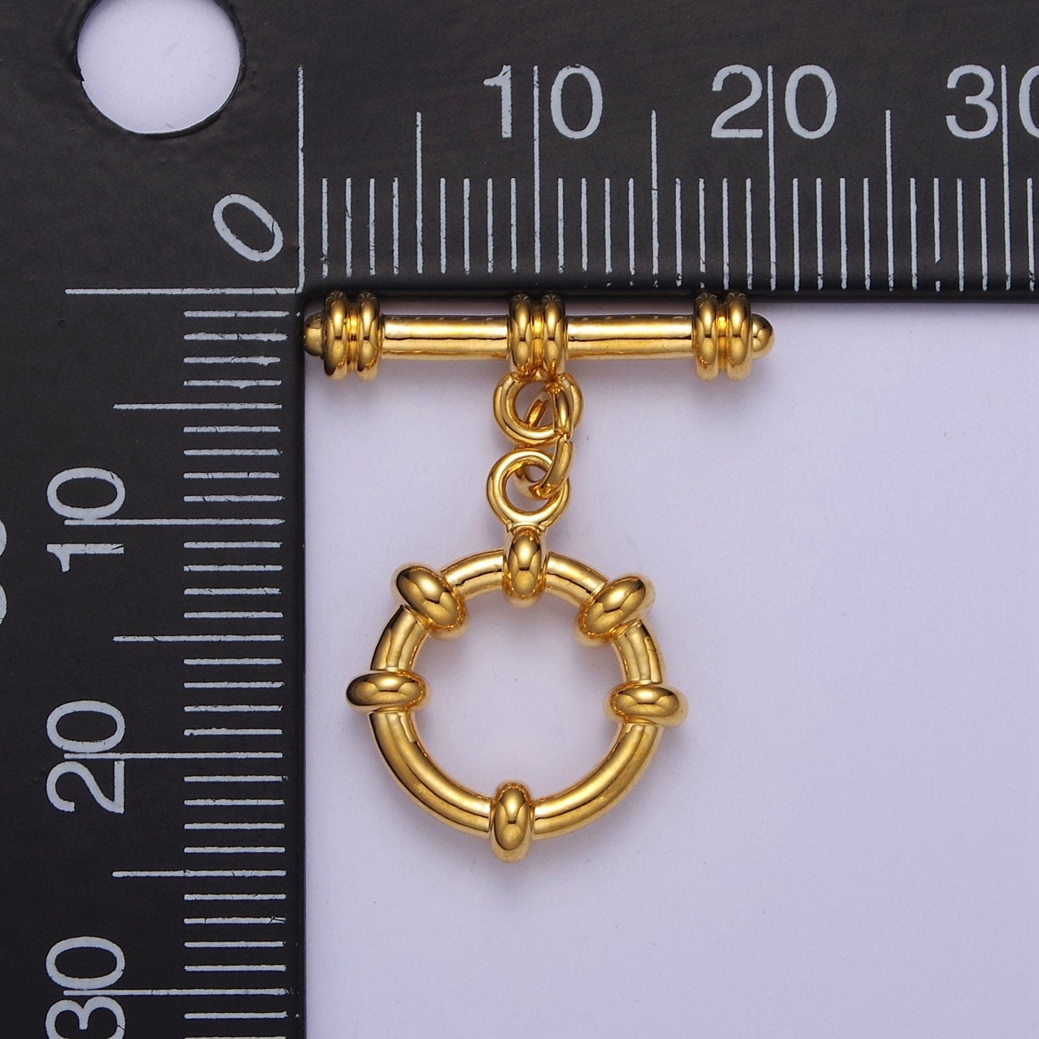 24k Gold Filled Round Toggle Clasp, Jewelry Clasp Sailor OT Clasp Findings L-690