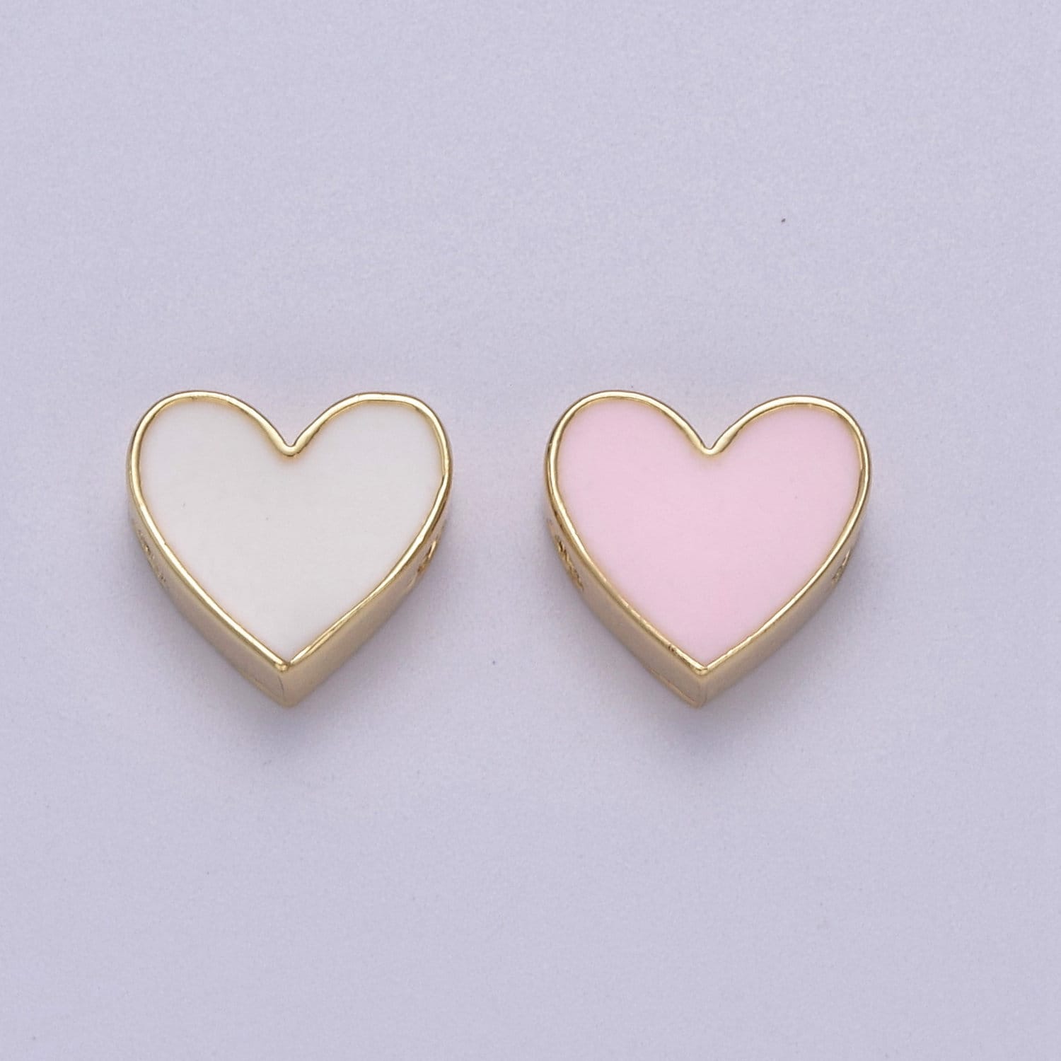 Pastel Pink Heart Bead Gold Filled Beads Spacer for Bracelet Charm Jewelry Supplies, Hypoallergenic, High Quality Bead b-064