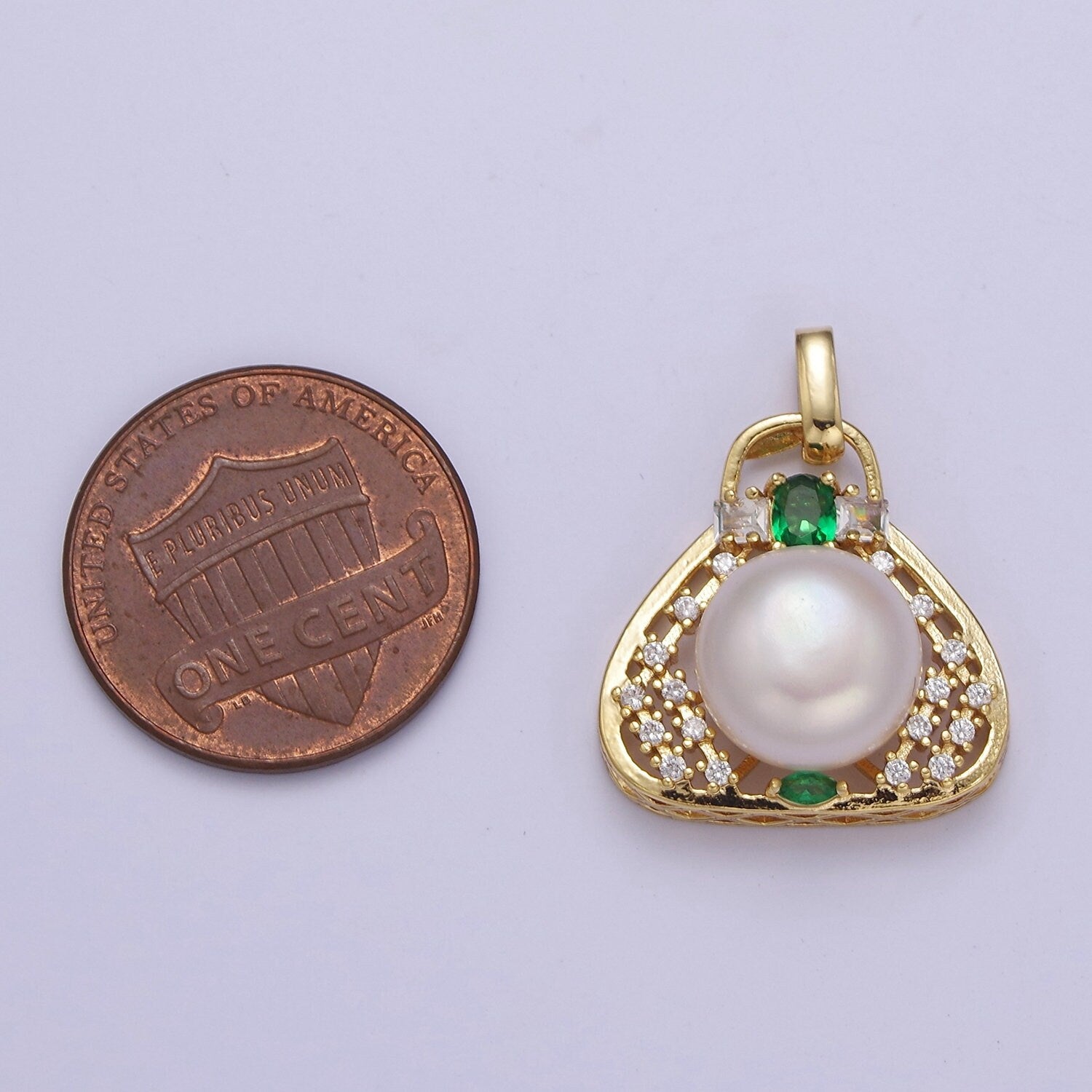 Mini Pearl Charm in a Purse Bag Charm for Bracelet Necklace Component J-465