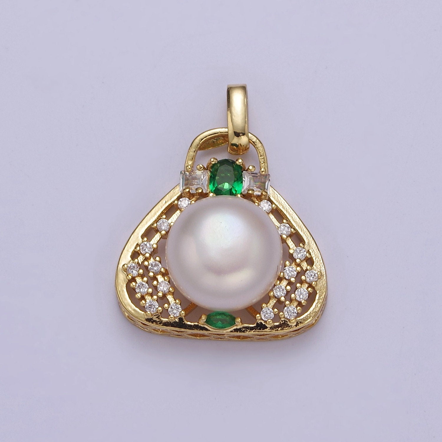 Mini Pearl Charm in a Purse Bag Charm for Bracelet Necklace Component J-465