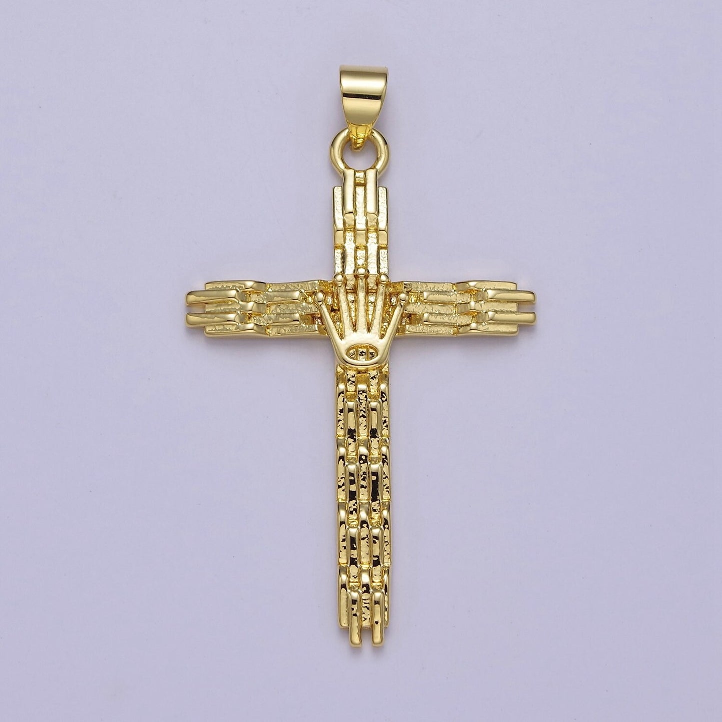 Yellow Gold Cross Charms Religious Pendant for DIY Jewelry Supply J-491