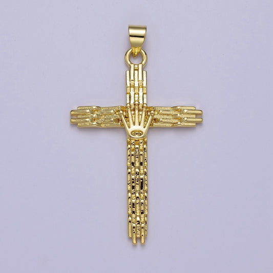 Yellow Gold Cross Charms Religious Pendant for DIY Jewelry Supply J-491