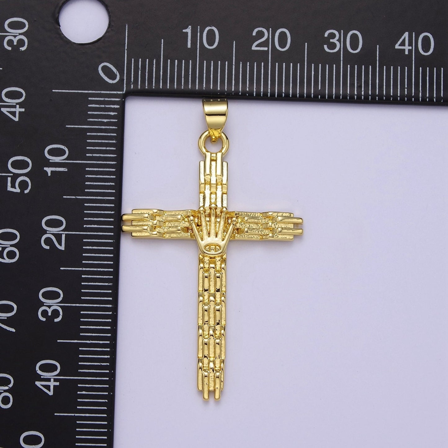 Yellow Gold Cross Charms Religious Pendant for DIY Jewelry Supply J-491