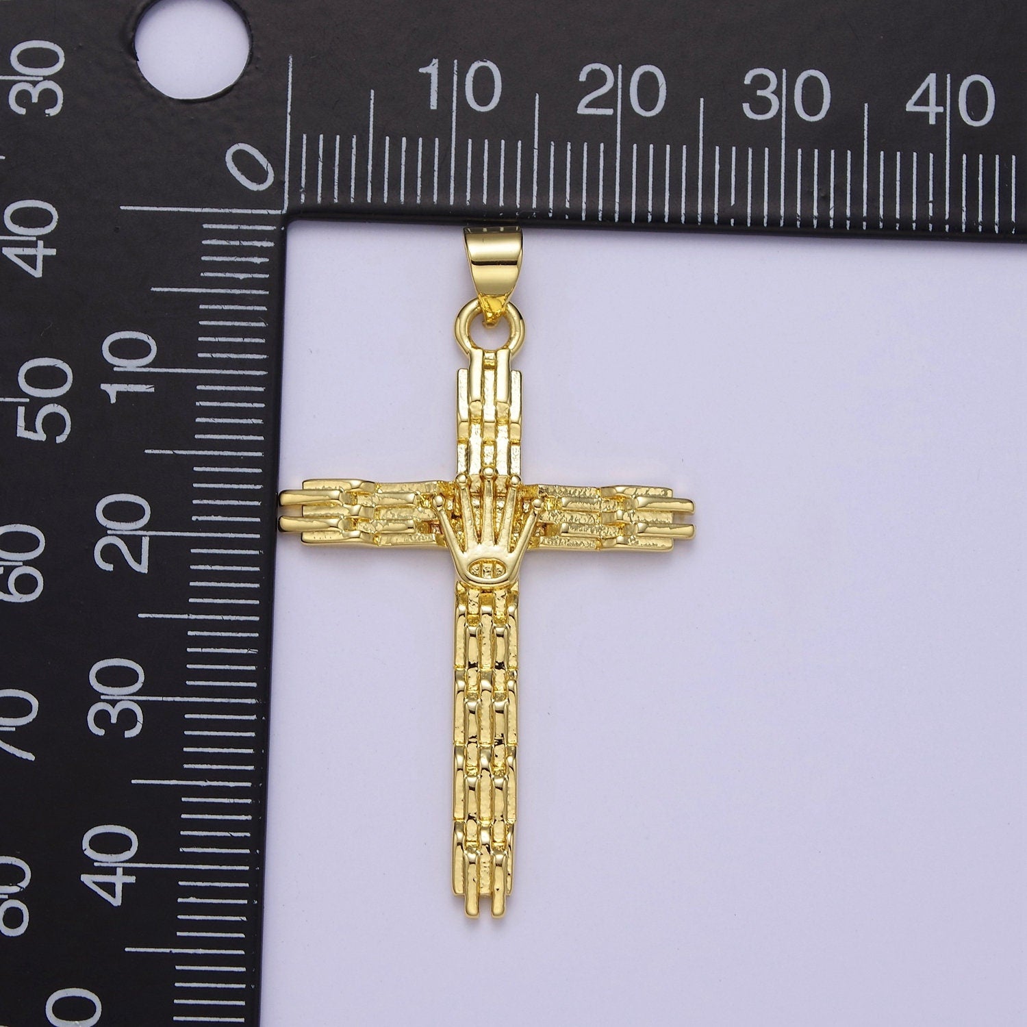 Yellow Gold Cross Charms Religious Pendant for DIY Jewelry Supply J-491