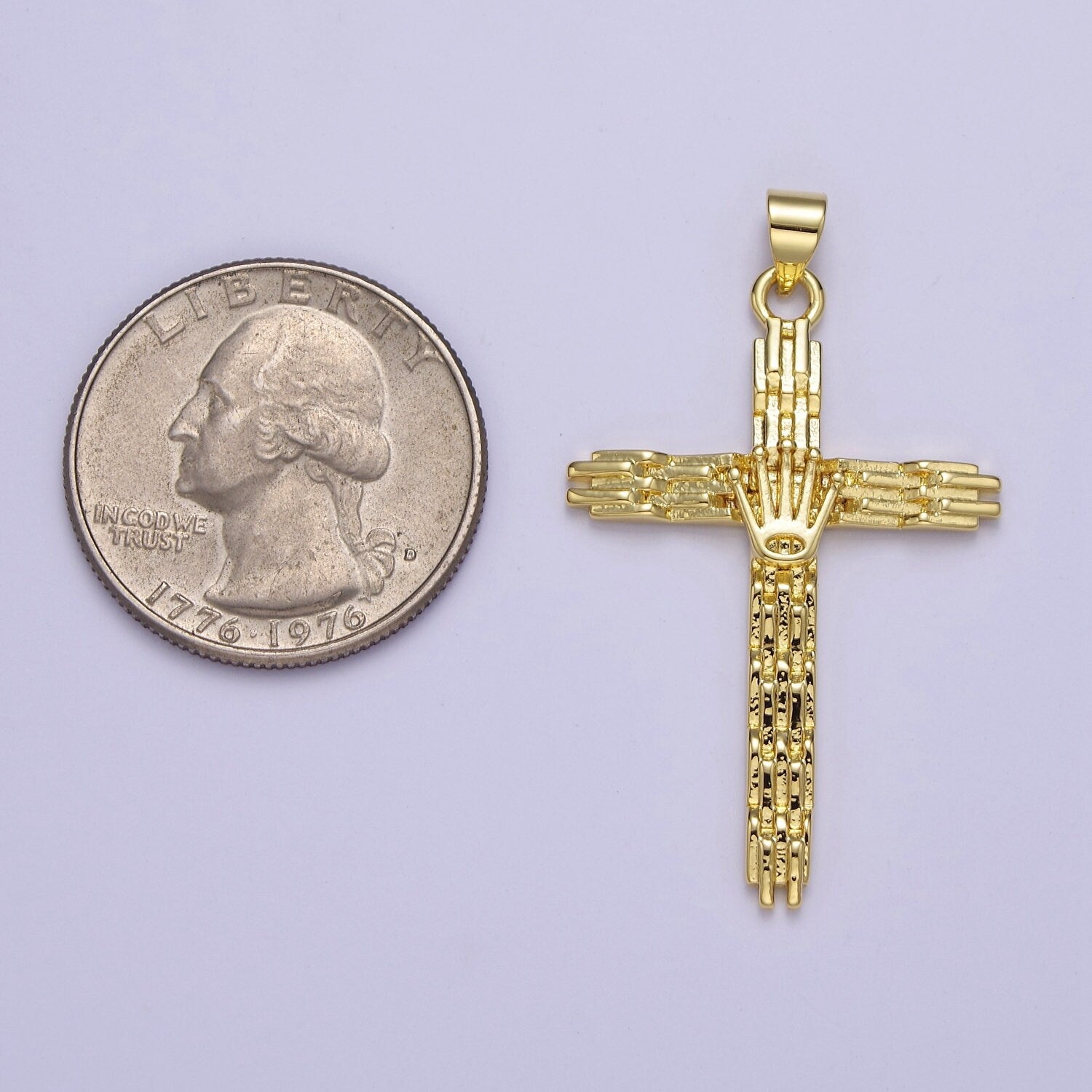 Yellow Gold Cross Charms Religious Pendant for DIY Jewelry Supply J-491