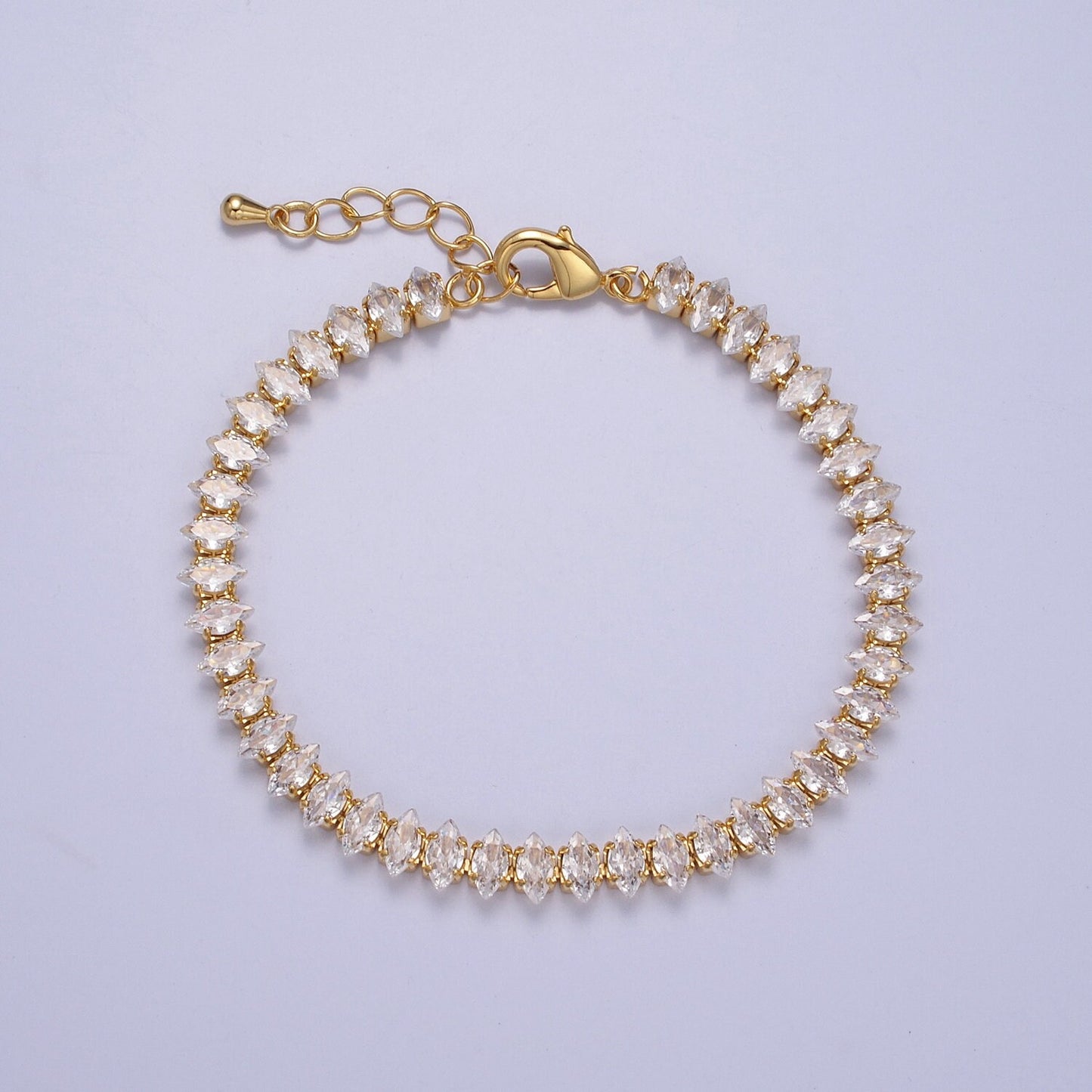 7" Marquise Tennis Chain Bracelet, Clear Crystal Zirconia CZ Tennis Chain, WA-904 WA-905