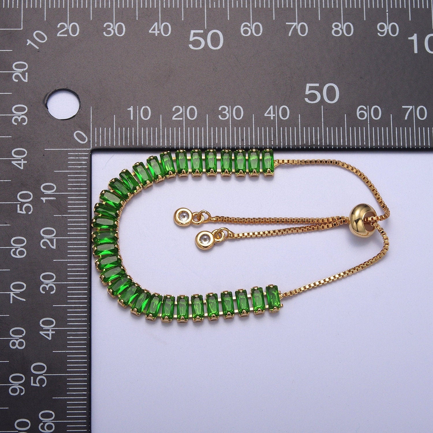 Dainty Gold Adjustable Baguette Tennis Bracelet CZ Tennis Bracelet Cubic Zirconia Bracelet WA-896 WA-903