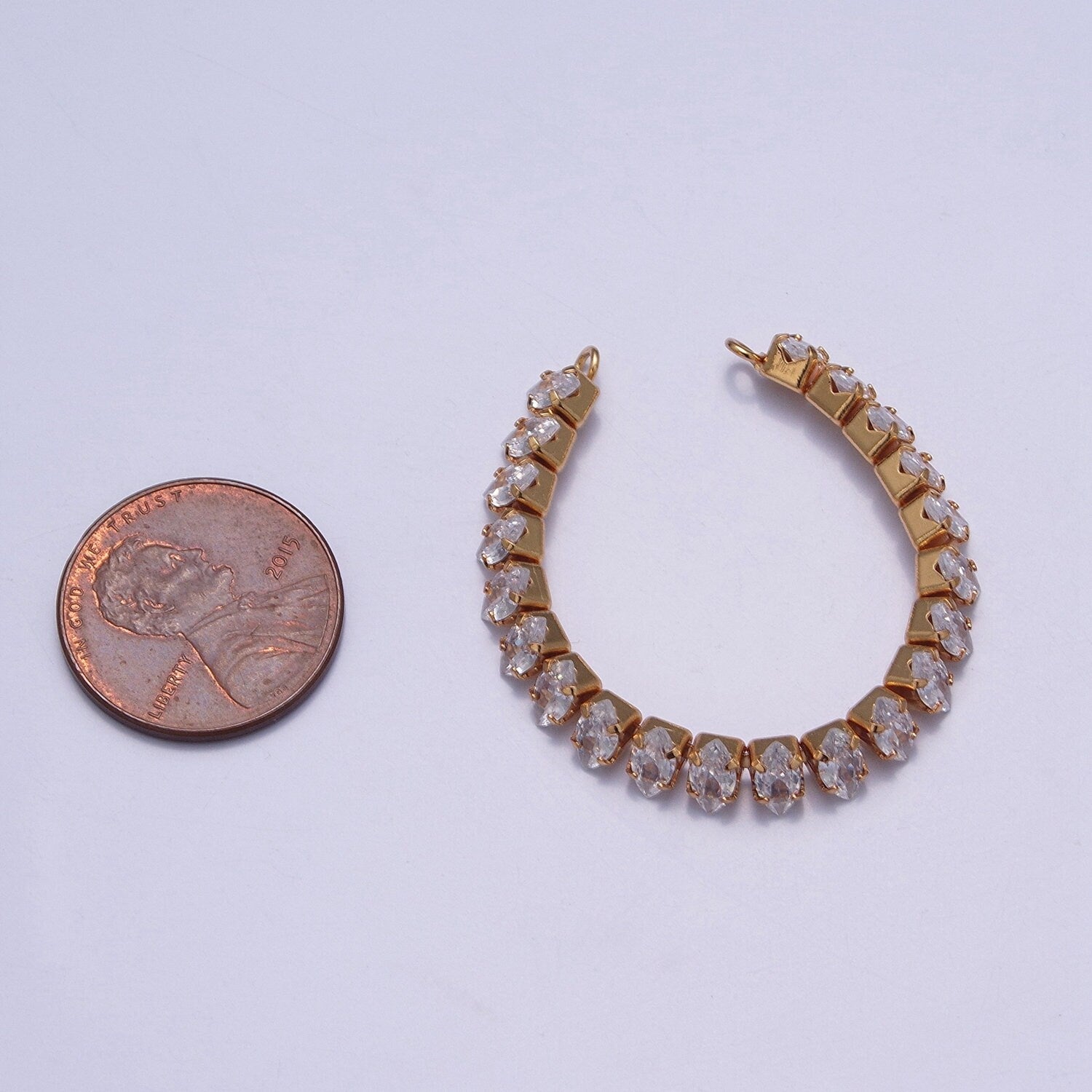 24k Gold Filled Clear CZ Marquise Paved connector Bendable Long Bar Connector for DIY Bracelet Component F-218