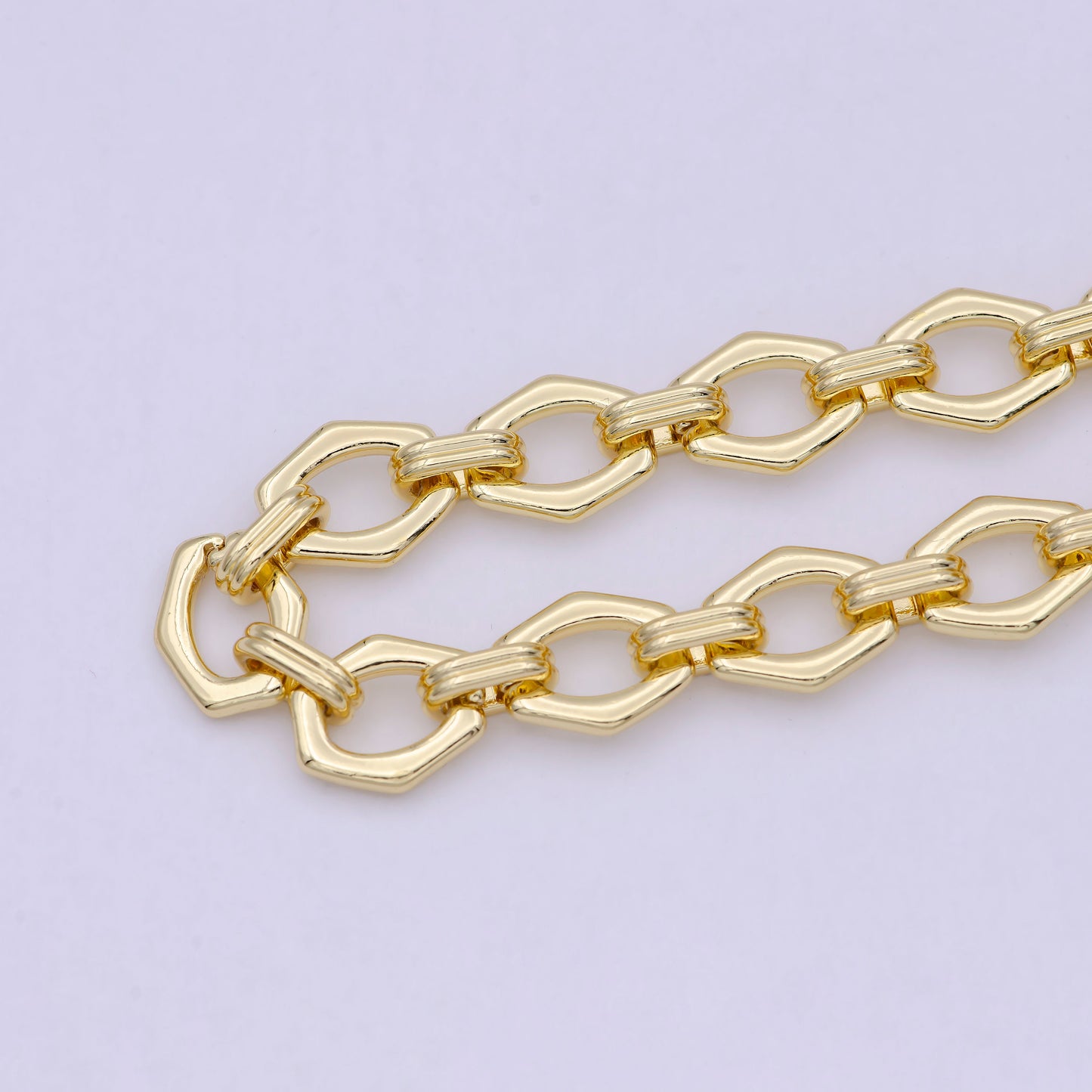Chunky Bold Thick Hexagon Cable Link Chain By Yard Unfinished Chunky Chain for Necklace Bracelet Supply Roll-705