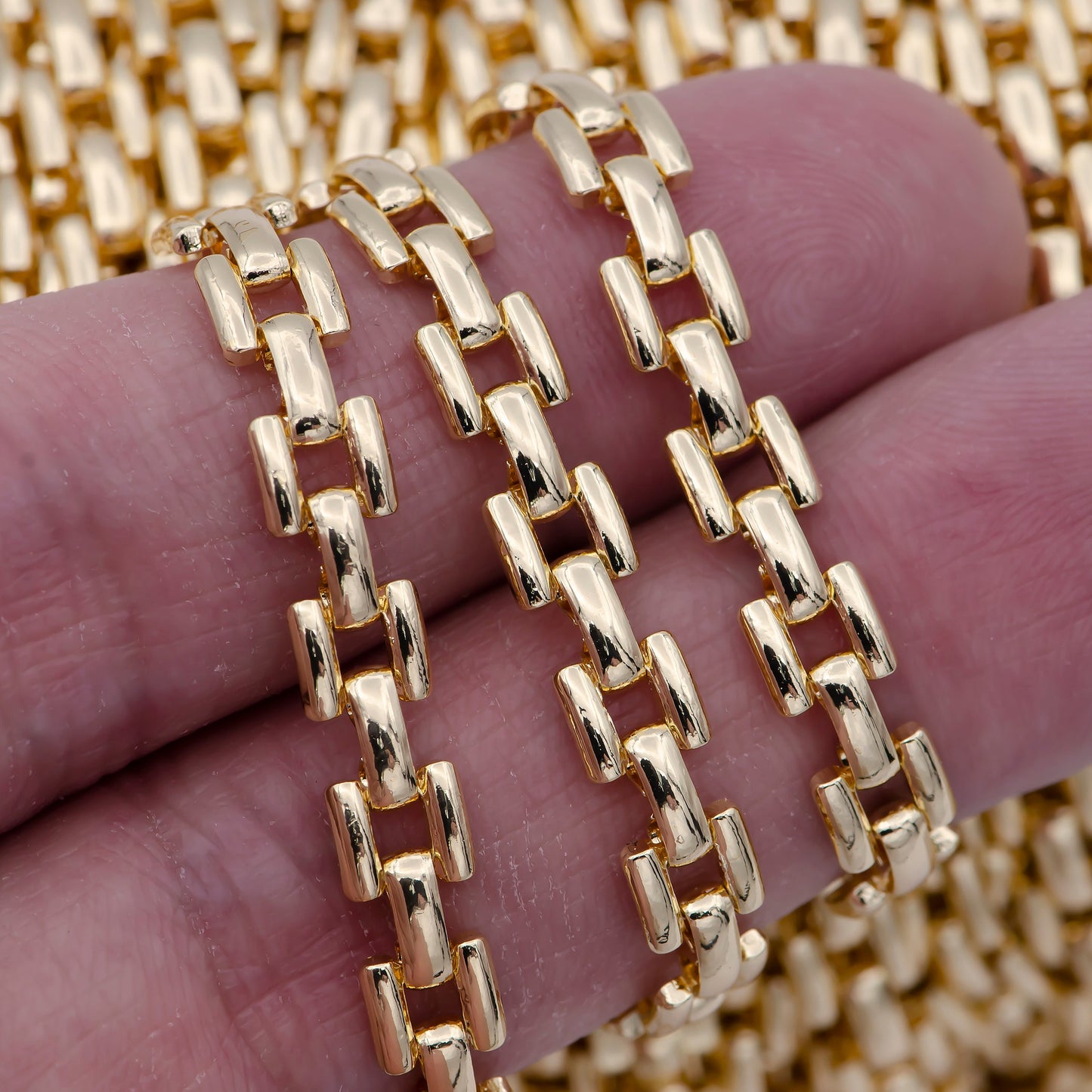 Gold Panther Chain by Yard, 5.5mm Width Wholesale Bulk Panther Link For Jewelry Making | ROLL-706