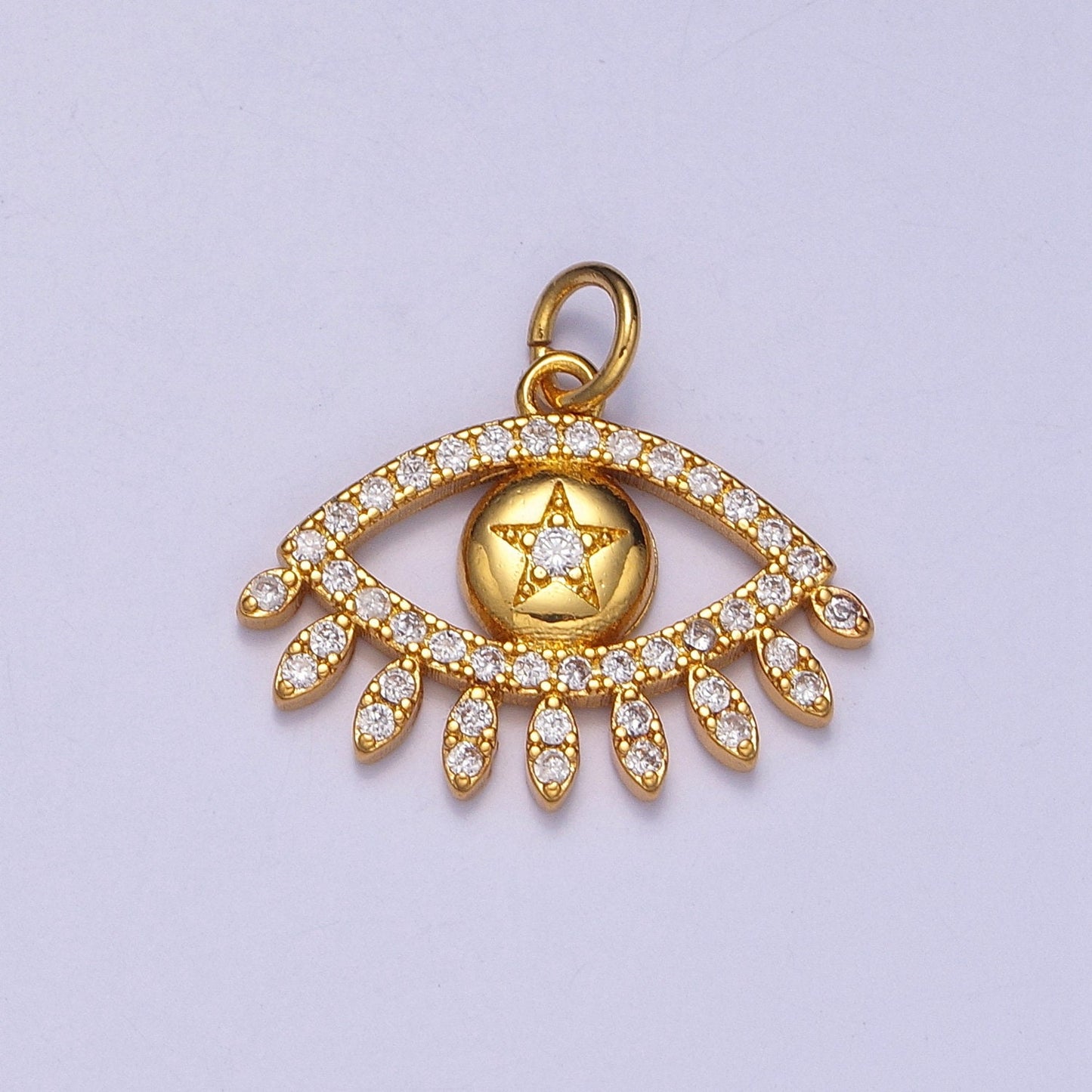 Micro Pave Evil Eye Charm, Eye of Ra with Star Pupil Cubic Zirconia Charm For DIY Jewelry Making W-200