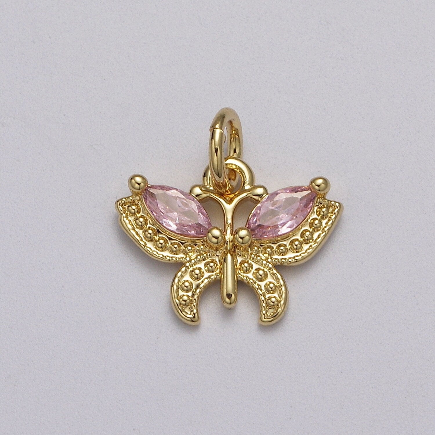 Mini CZ Micro Pave Butterfly Pendant Pink, Clear, Blue, Green Purple Cubic Zirconia Pave Mariposa add on Charm E-725