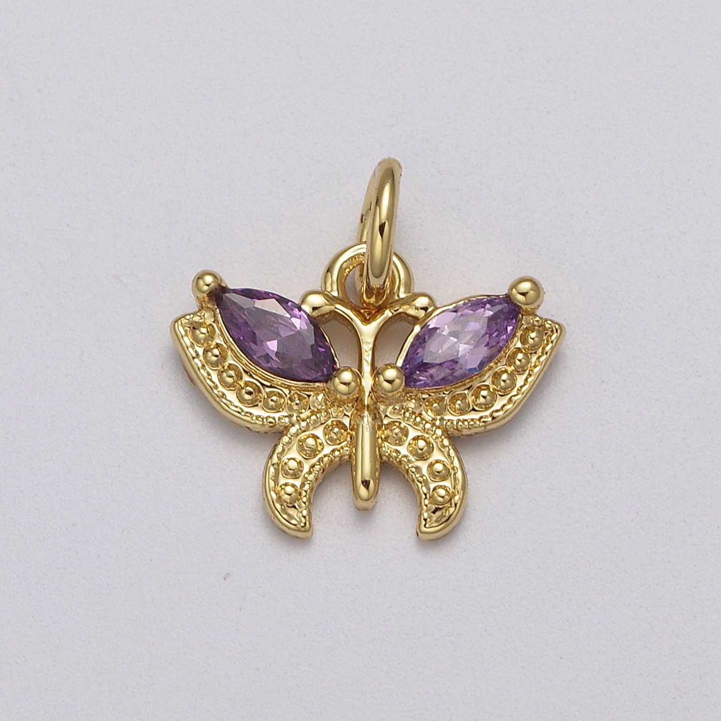 Mini CZ Micro Pave Butterfly Pendant Pink, Clear, Blue, Green Purple Cubic Zirconia Pave Mariposa add on Charm E-725