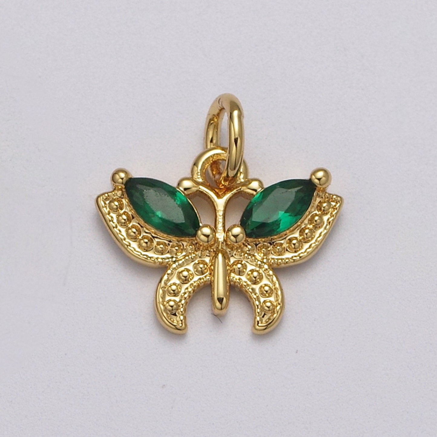 Mini CZ Micro Pave Butterfly Pendant Pink, Clear, Blue, Green Purple Cubic Zirconia Pave Mariposa add on Charm E-725