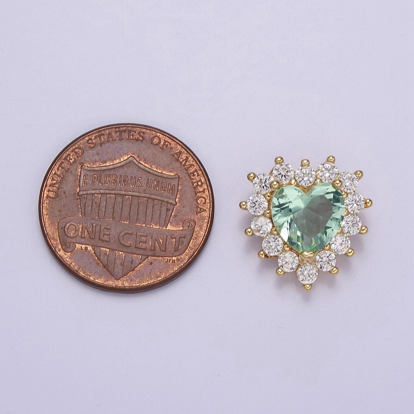 Green Aqua Cubic Zirconia Heart Beads Small Beautiful Bright 3D Sun Burst Jewelry Gold Beads spacer for Bracelet Necklace Supply E-418