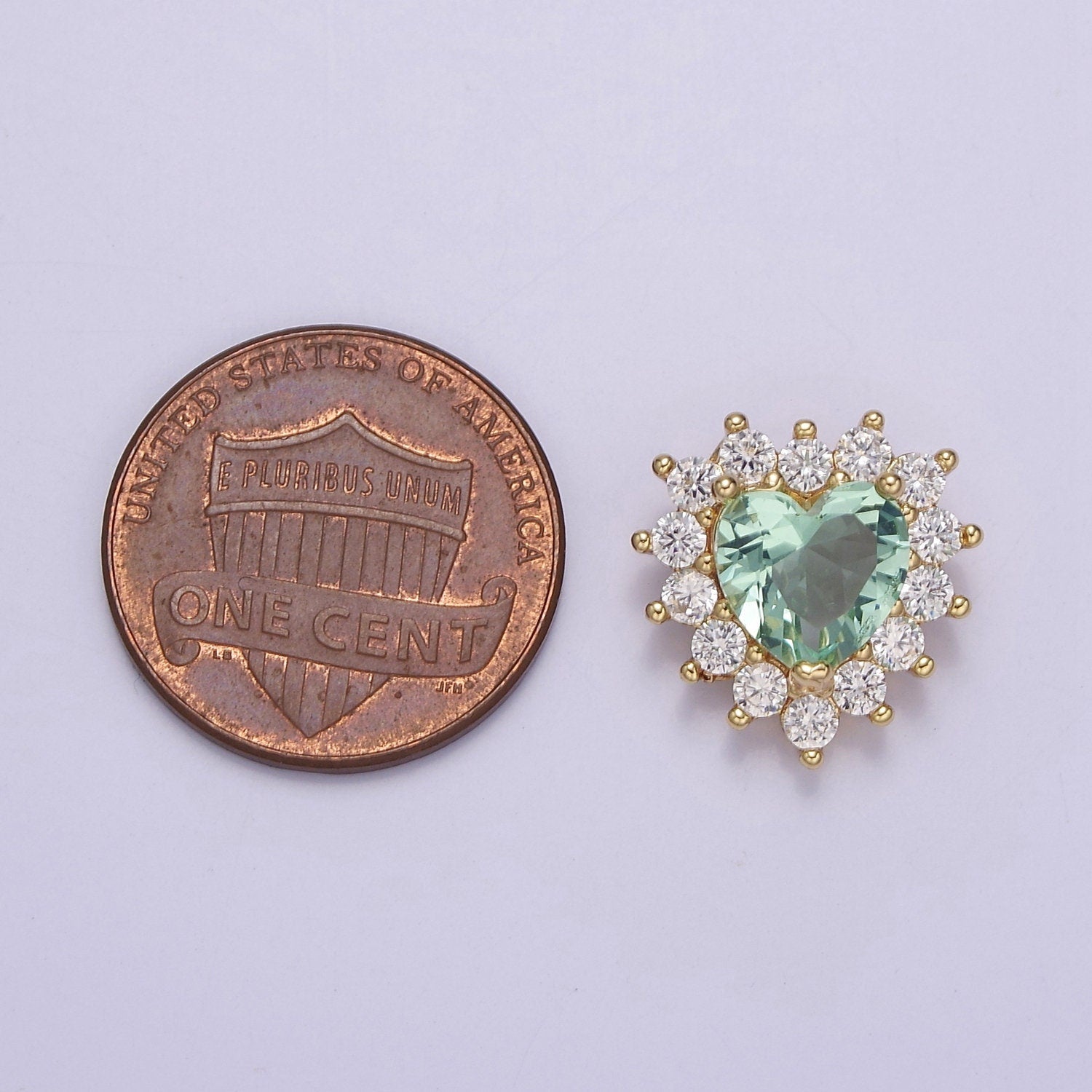 Green Aqua Cubic Zirconia Heart Beads Small Beautiful Bright 3D Sun Burst Jewelry Gold Beads spacer for Bracelet Necklace Supply E-418