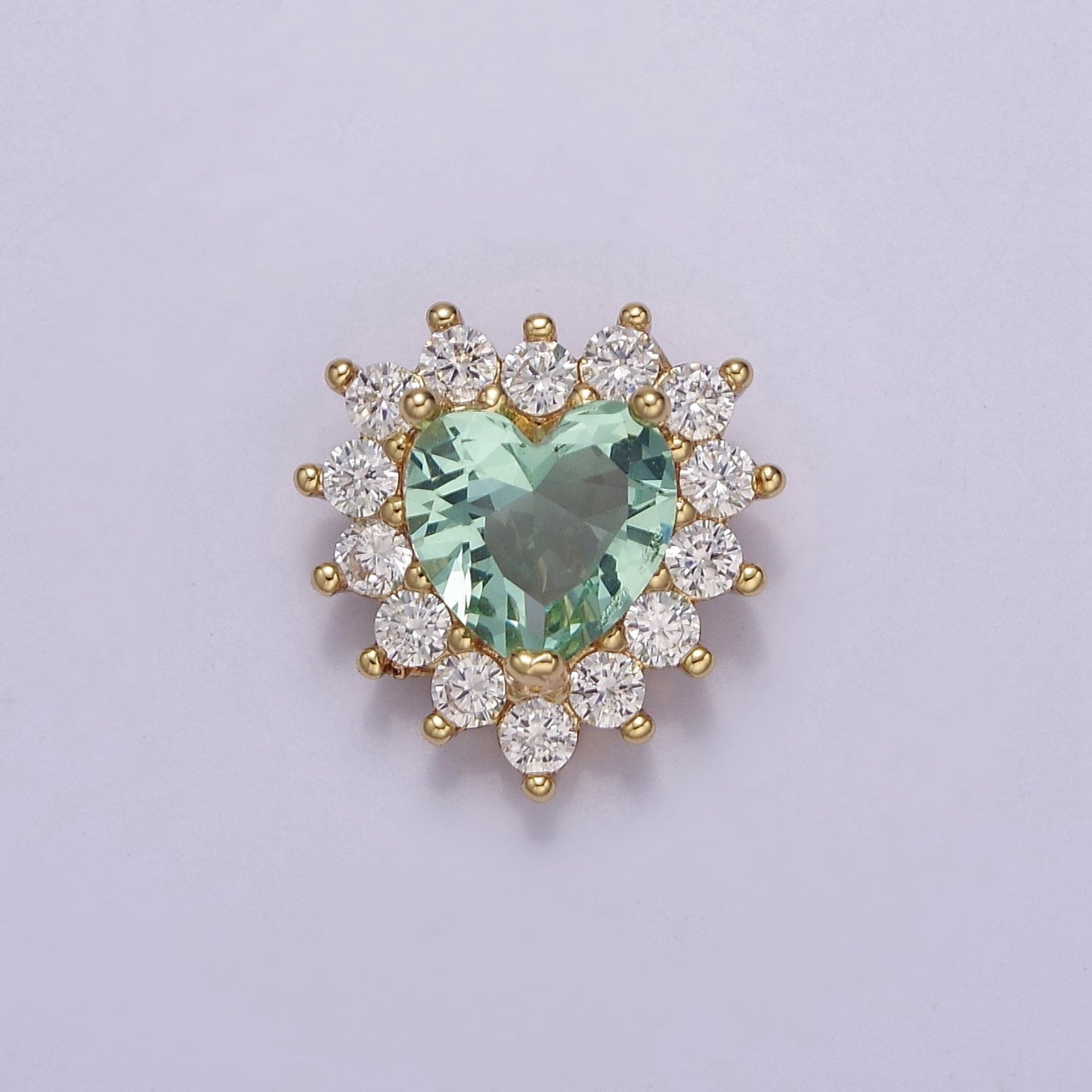 Green Aqua Cubic Zirconia Heart Beads Small Beautiful Bright 3D Sun Burst Jewelry Gold Beads spacer for Bracelet Necklace Supply E-418