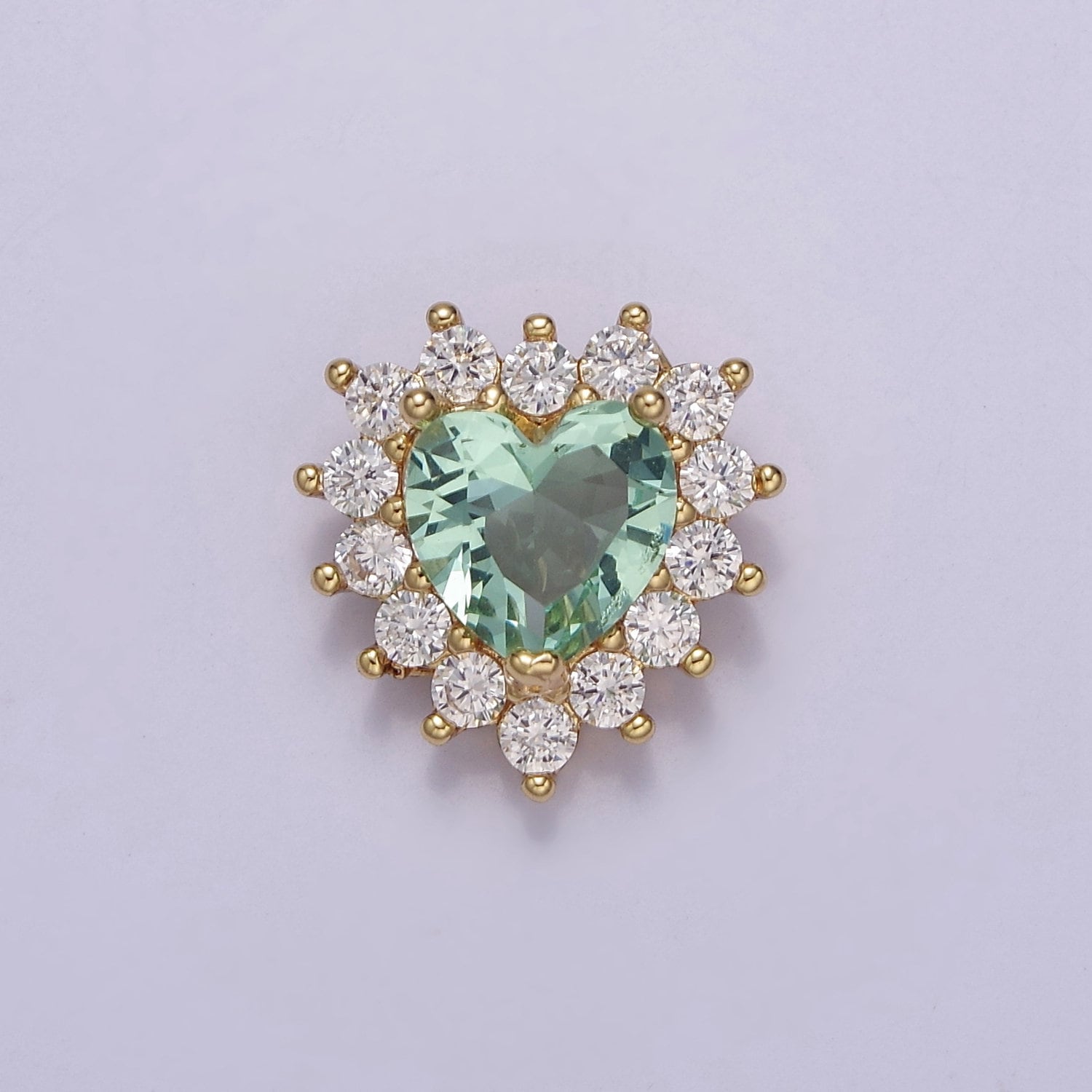 Green Aqua Cubic Zirconia Heart Beads Small Beautiful Bright 3D Sun Burst Jewelry Gold Beads spacer for Bracelet Necklace Supply E-418