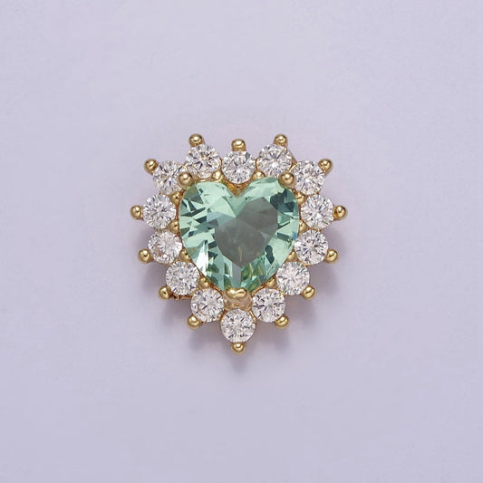Green Aqua Cubic Zirconia Heart Beads Small Beautiful Bright 3D Sun Burst Jewelry Gold Beads spacer for Bracelet Necklace Supply E-418