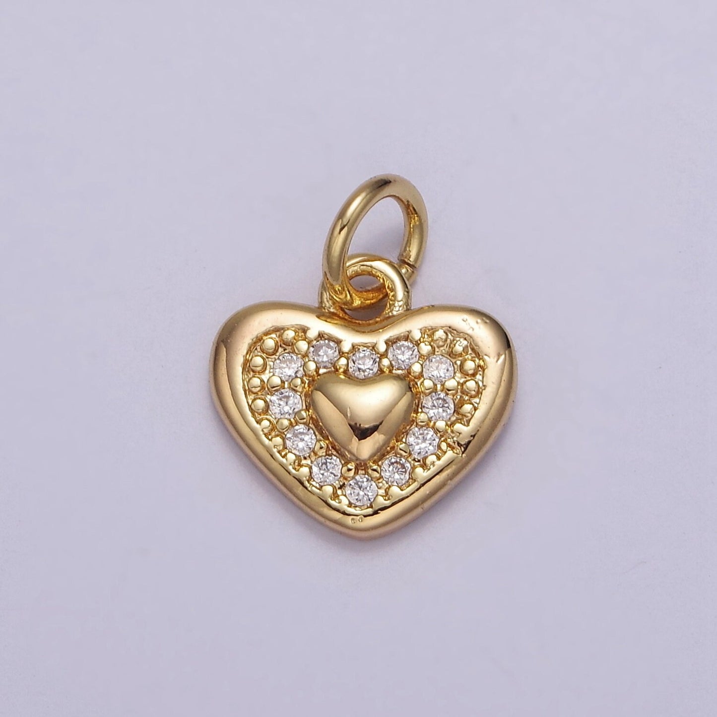 18K Gold Filled Small Heart Charm Pendant CZ Micro Pave, Heart Charm, Heart Pendant, Heart Necklace, Cubic Zirconia E-710