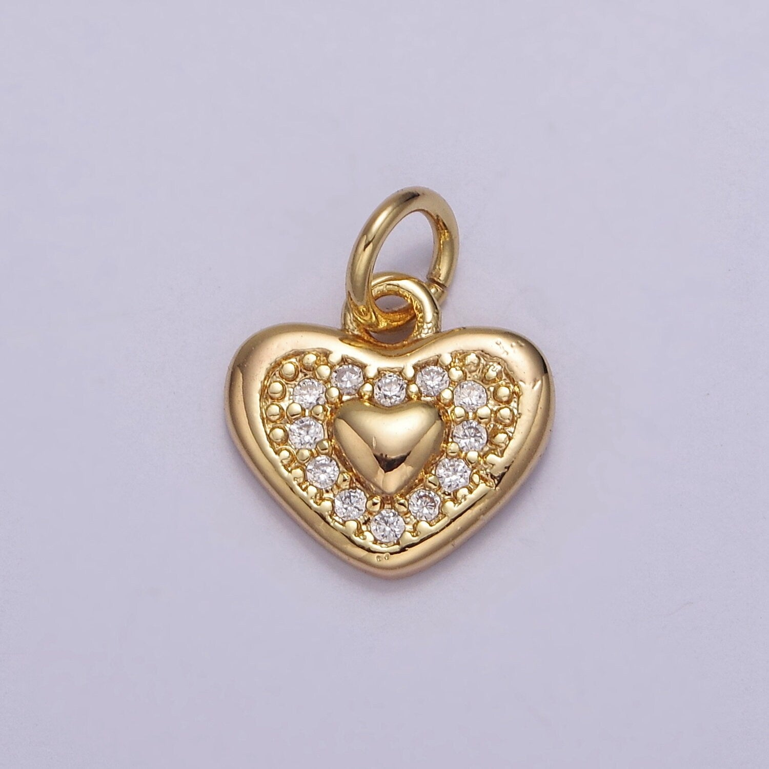 18K Gold Filled Small Heart Charm Pendant CZ Micro Pave, Heart Charm, Heart Pendant, Heart Necklace, Cubic Zirconia E-710