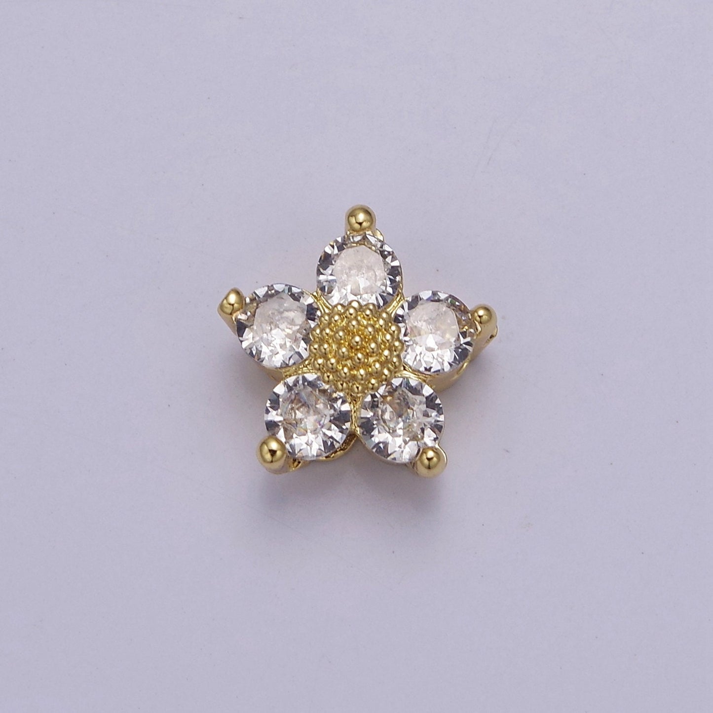 Dainty CZ Flower Spacer Bead, Gold Floral Spacer Beads Pink Clear Purple Green CZ Spacer Beads, Small Daisy Spacers for Bracelet Necklace