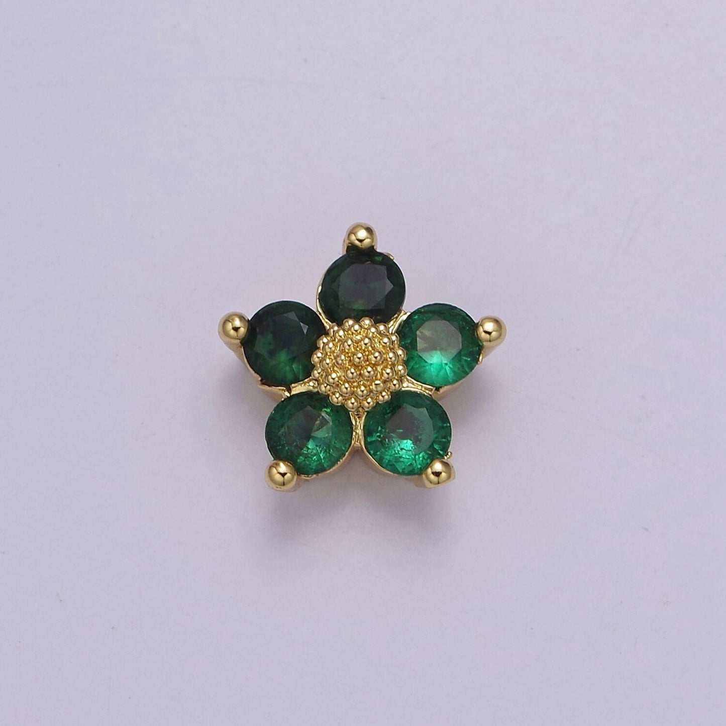 Dainty CZ Flower Spacer Bead, Gold Floral Spacer Beads Pink Clear Purple Green CZ Spacer Beads, Small Daisy Spacers for Bracelet Necklace