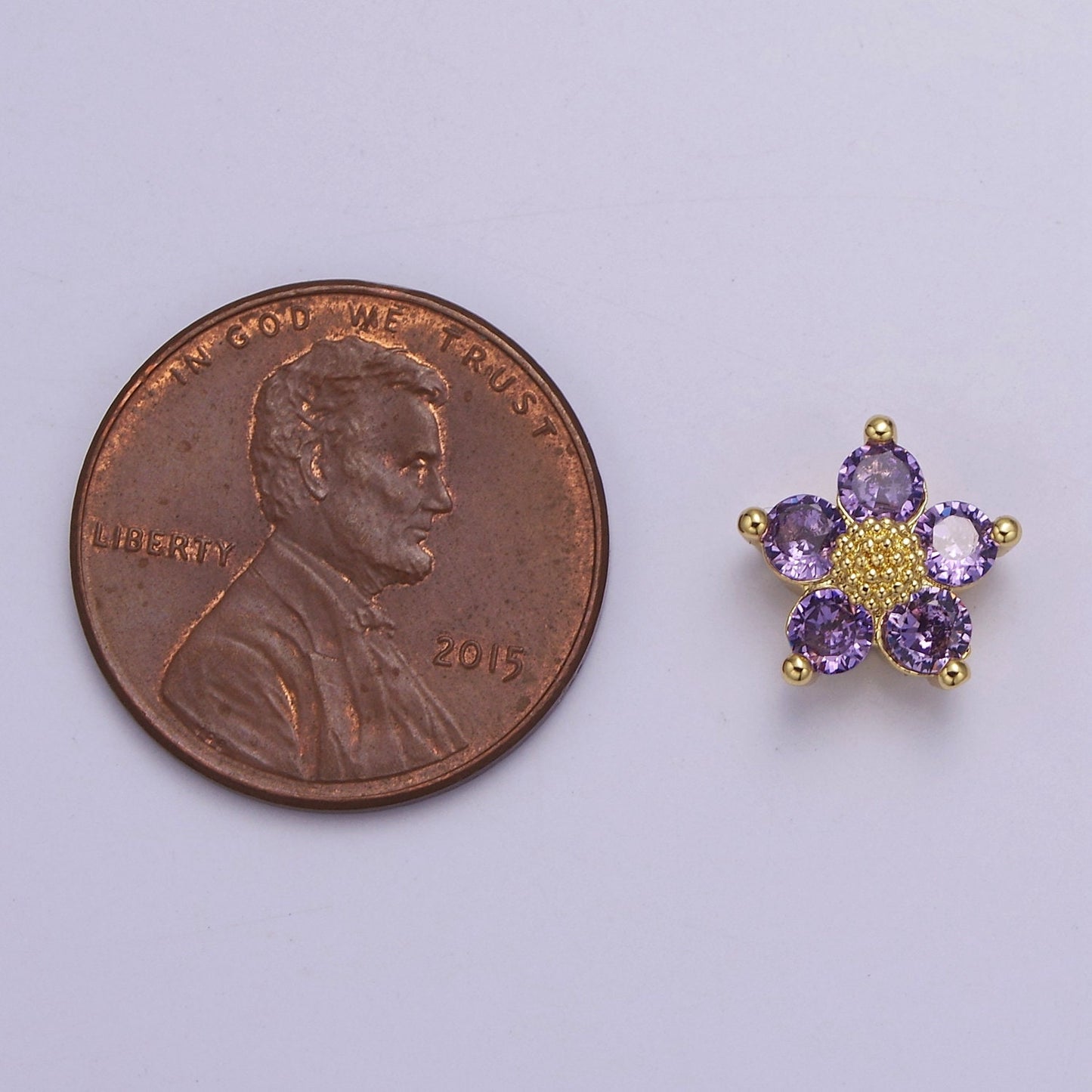 Dainty CZ Flower Spacer Bead, Gold Floral Spacer Beads Pink Clear Purple Green CZ Spacer Beads, Small Daisy Spacers for Bracelet Necklace