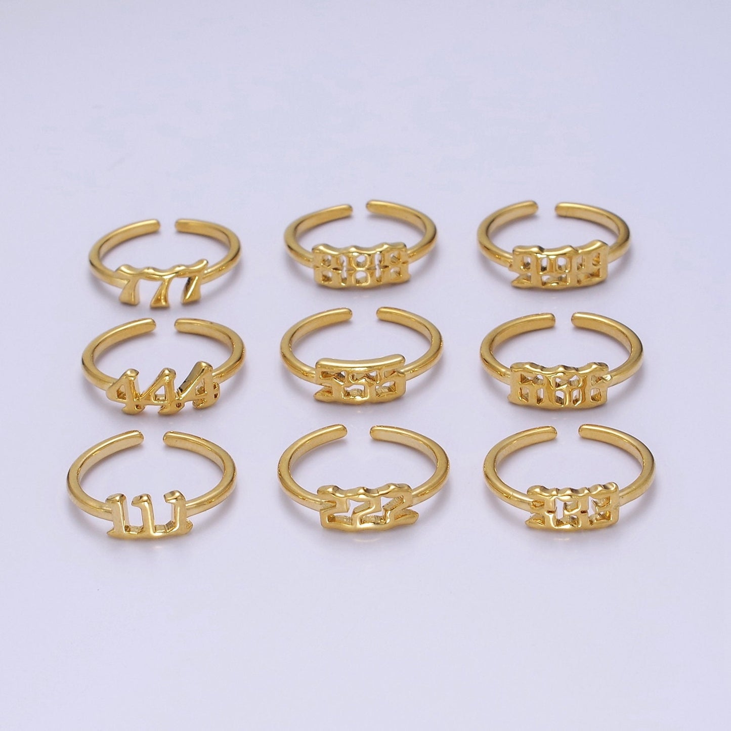 Dainty Gold Angel Number Ring Lucky Number for Stackable Jewelry Minimalist Ring Open Adjustable